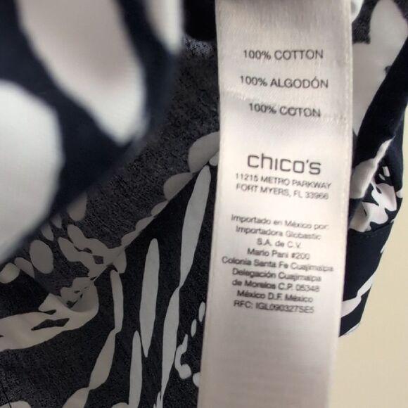 Chico's Navy & White Relaxed Button Down Shirt Top Wrinkle Resistant Size 3 (XL) - Picture 8 of 11